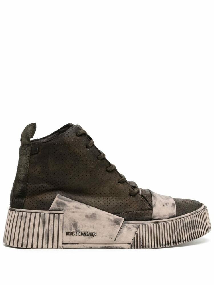 Boris Bidjan Saberi distressed high-top leather sneakers - Neutrals Cover