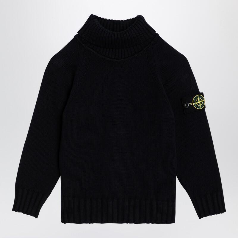 Stone Island Navy blue cotton blend turtleneck sweater Cover