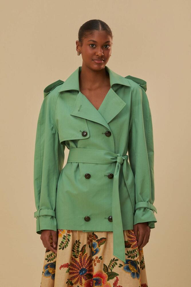 FARM Rio Green Short Trench Coat Cover