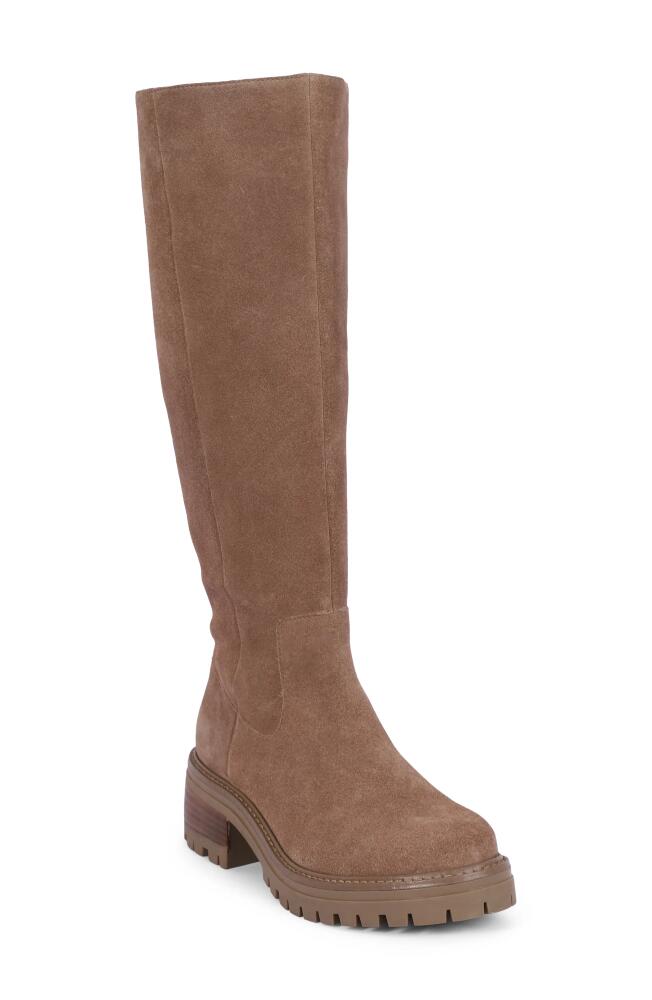 GENTLE SOULS BY KENNETH COLE Brandon Lug Sole Knee High Boot in Taupe Suede Cover