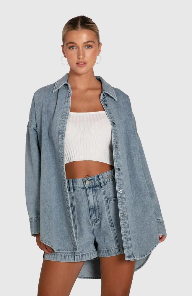 Belle & Bloom Into Him Oversized Denim Shirt in Stonewash Cover