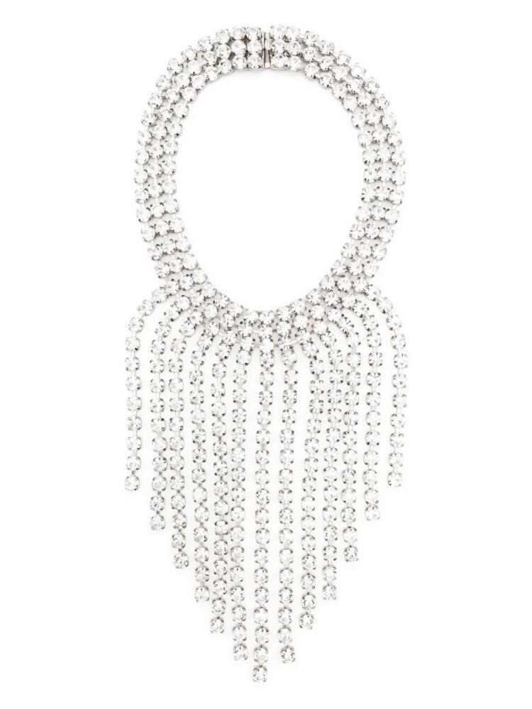 Alessandra Rich crystal-embellished fringed-edge necklace - Silver Cover