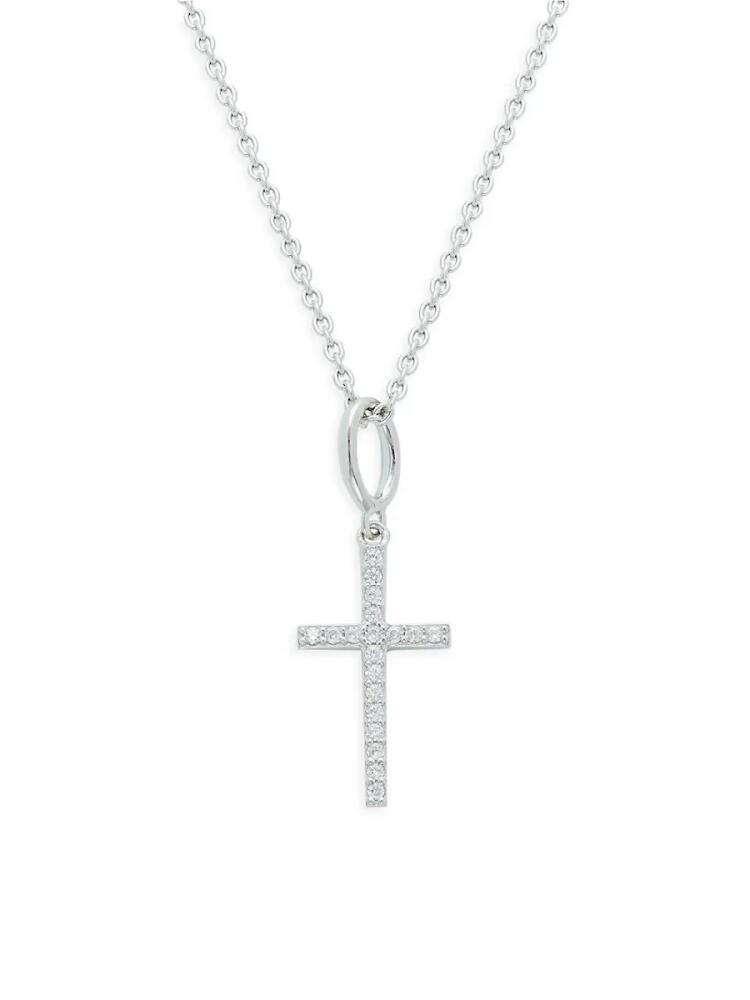 Adriana Orsini Women's Elevate Rhodium Plated Sterling & Cubic Zirconia Cross Pendant Necklace Cover