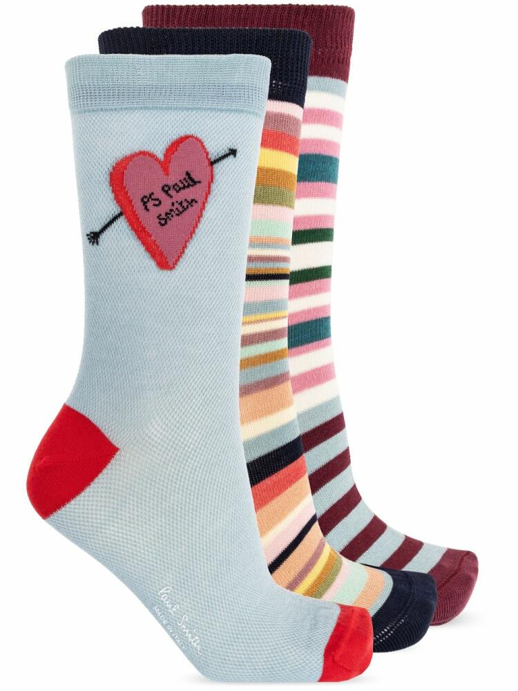 Paul Smith intarsia-knit cotton socks (set of three) - Grey Cover