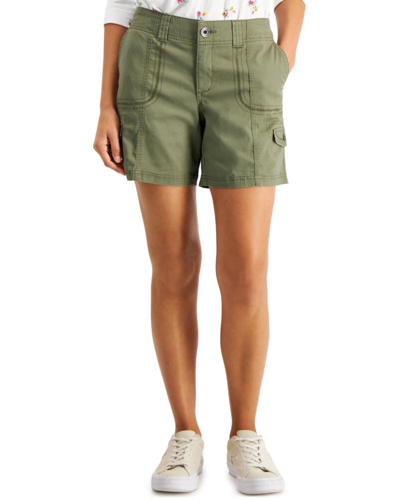 Style & Co Women's Comfort-Waist Cargo Shorts, Created for Macy's - Olive Sprig Cover