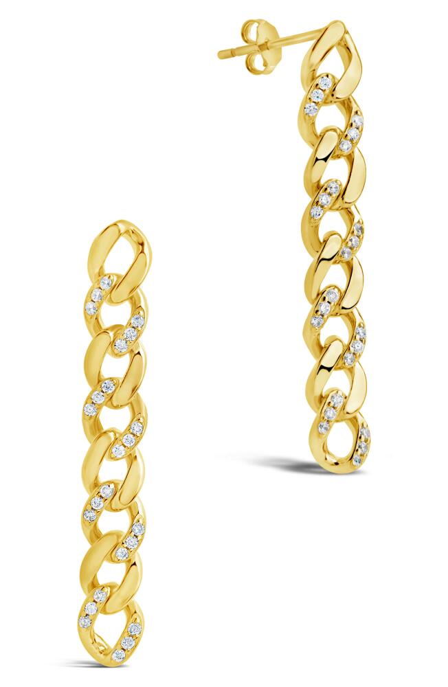 Sterling Forever Cubic Zirconia Pavé Linear Drop Earrings in Gold Cover