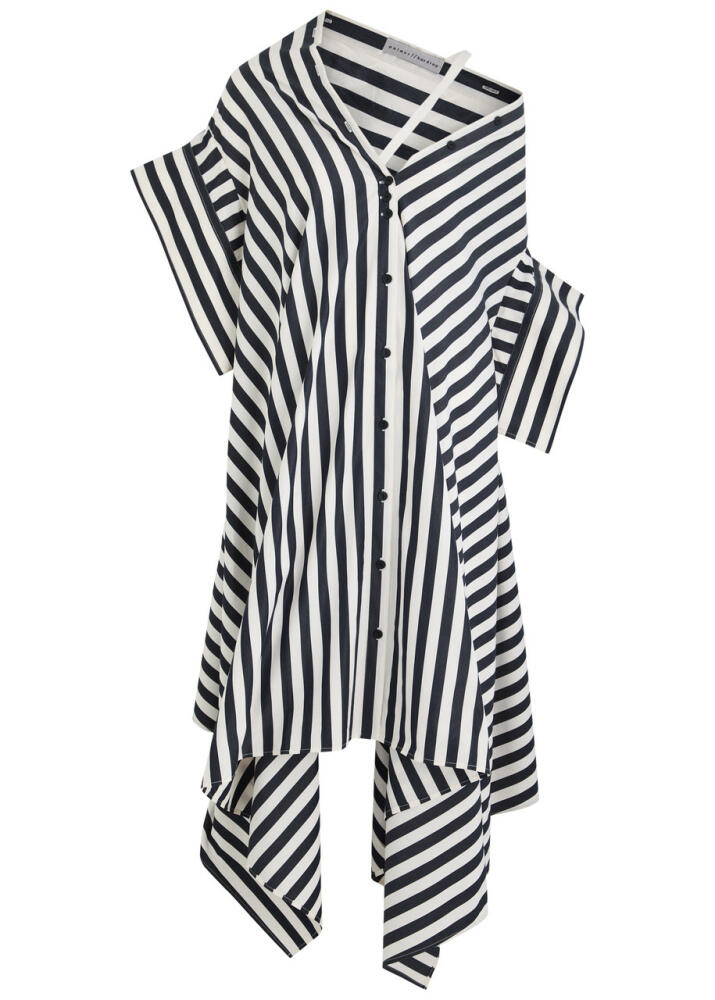 Palmer//harding Convey Striped Cotton-poplin Midi Dress - Navy Cover