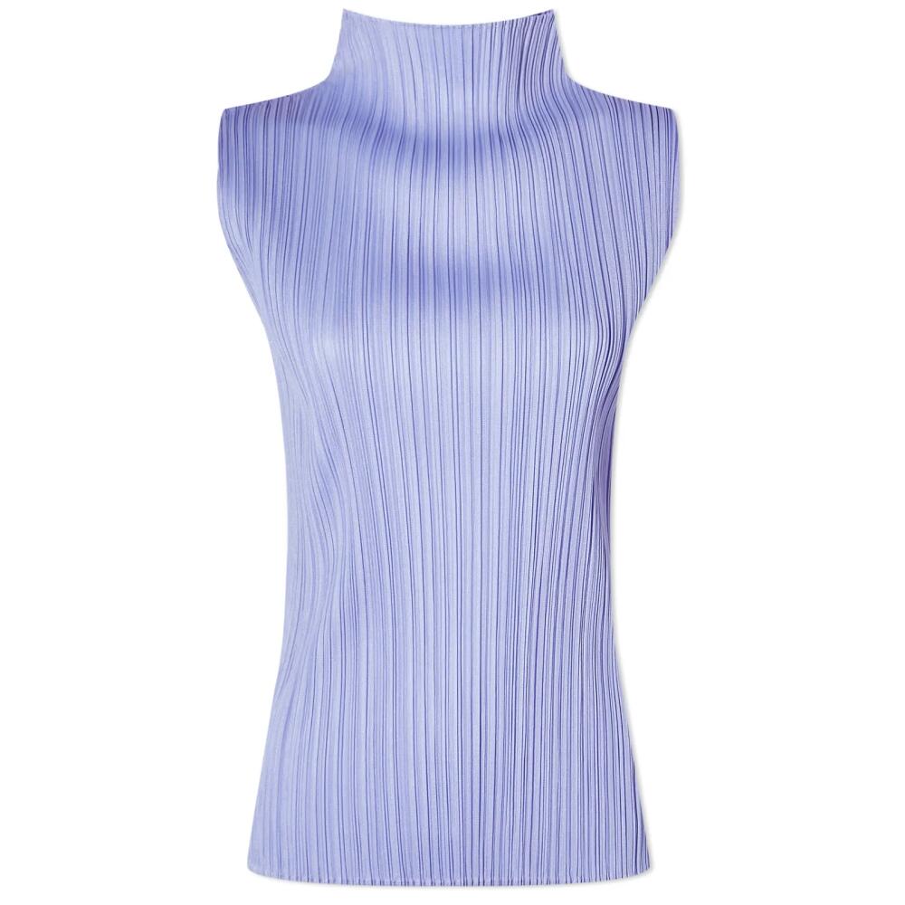 Pleats Please Issey Miyake Women's Colourful Basics Roll Neck Vest in Blue Cover