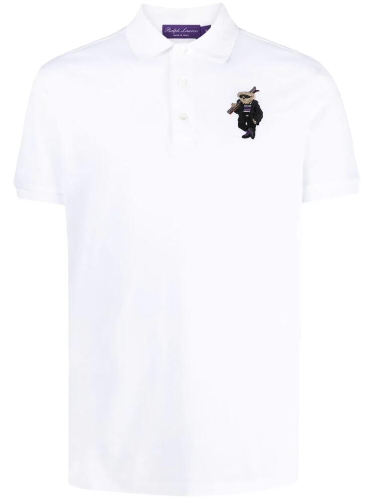 Ralph Lauren Purple Label Polo Bear-embroidered polo shirt - White Cover