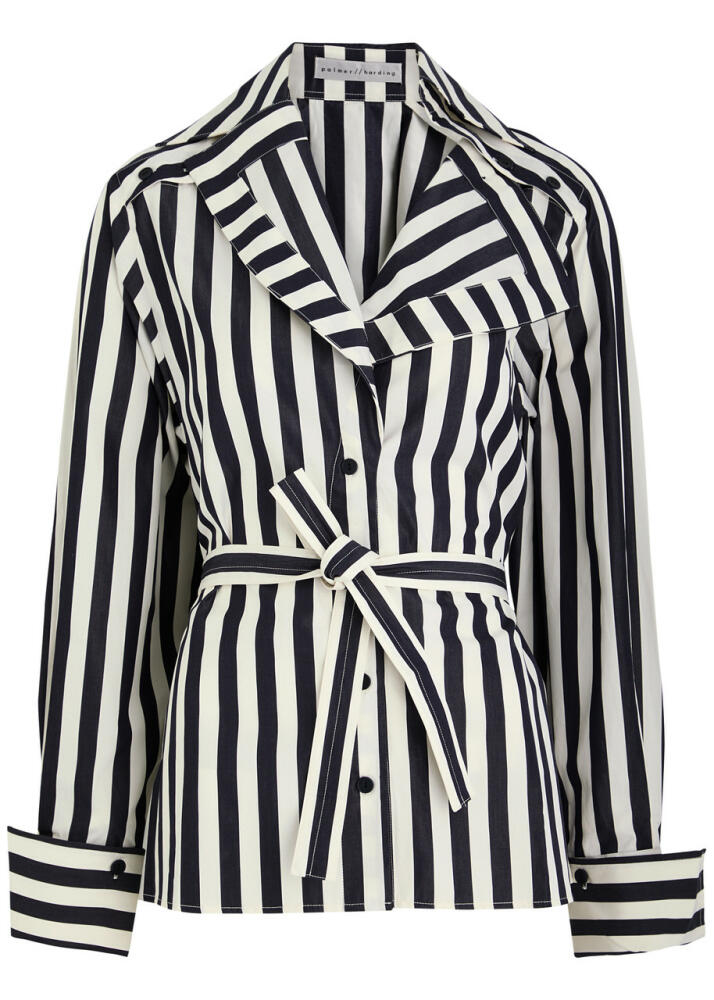 Palmer//harding Reveal Striped Cotton-poplin Shirt - Navy Cover