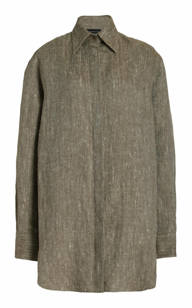 Brandon Maxwell - Phillipa Linen-Silk Mini Shirt Dress - Grey Cover