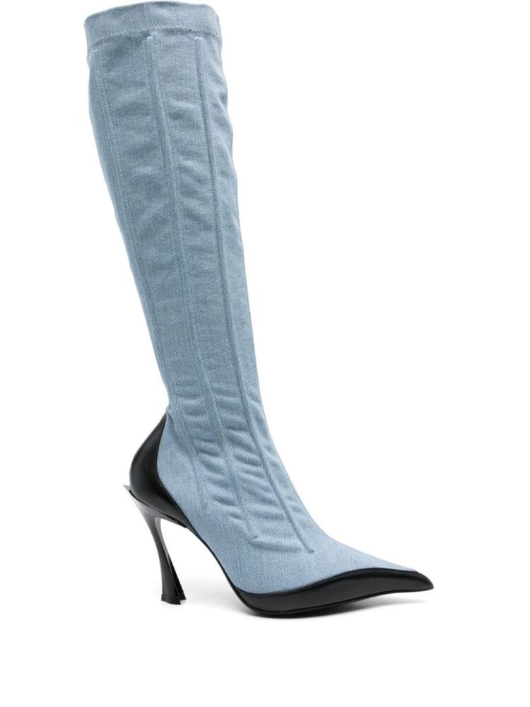 Mugler 105mm bi-colour fang boots - Blue Cover