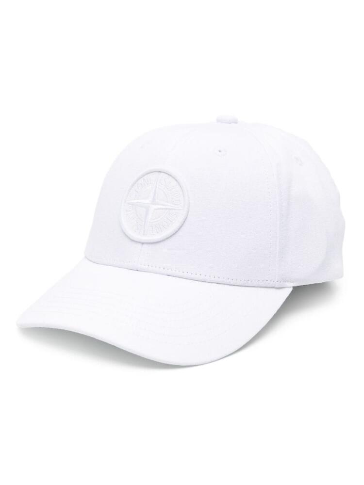 Stone Island embroidered-logo cotton cap - White Cover