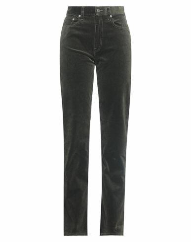 Polo Ralph Lauren High-rise Straight Fit Corduroy Pant Woman Pants Dark green Cotton, Elastane Cover