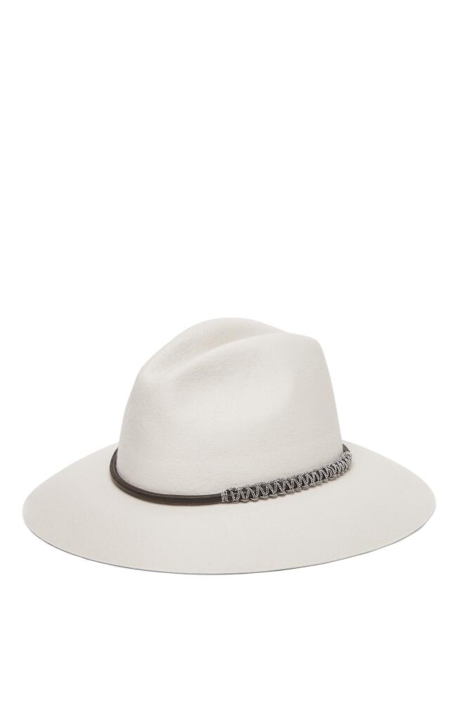 Brunello Cucinelli Felt fedora with leather and monili band in Light Grey Cover