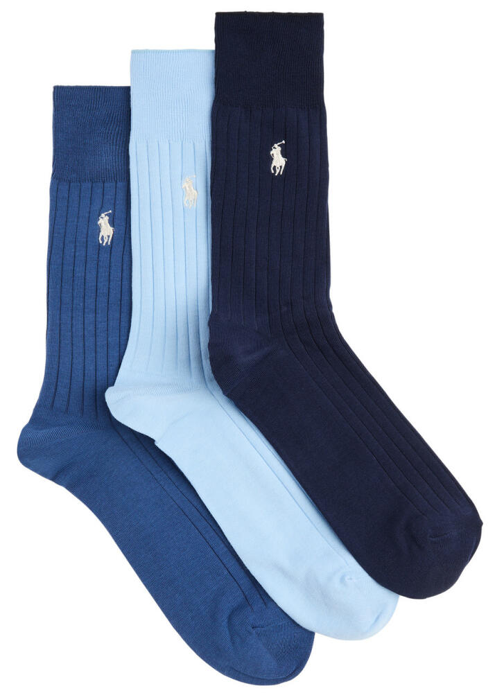 Polo Ralph Lauren Logo Cotton-blend Socks - set of Three - Blue Cover