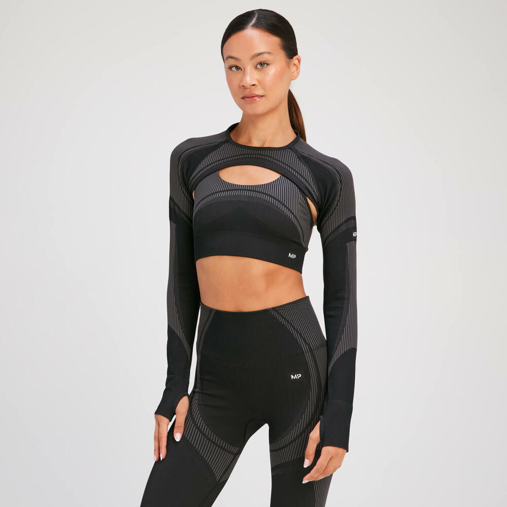 MP Women's Tempo Ultra Seamless Long Sleeve Crop Top - Black Cover