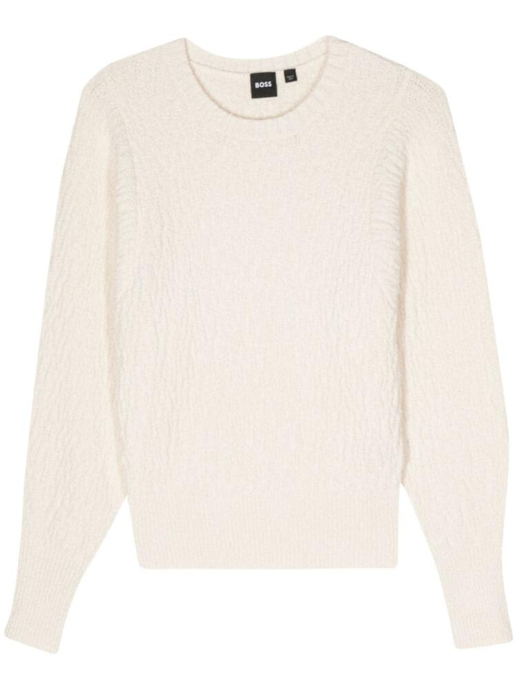 BOSS logo-lettering chunky-knit jumper - Neutrals Cover