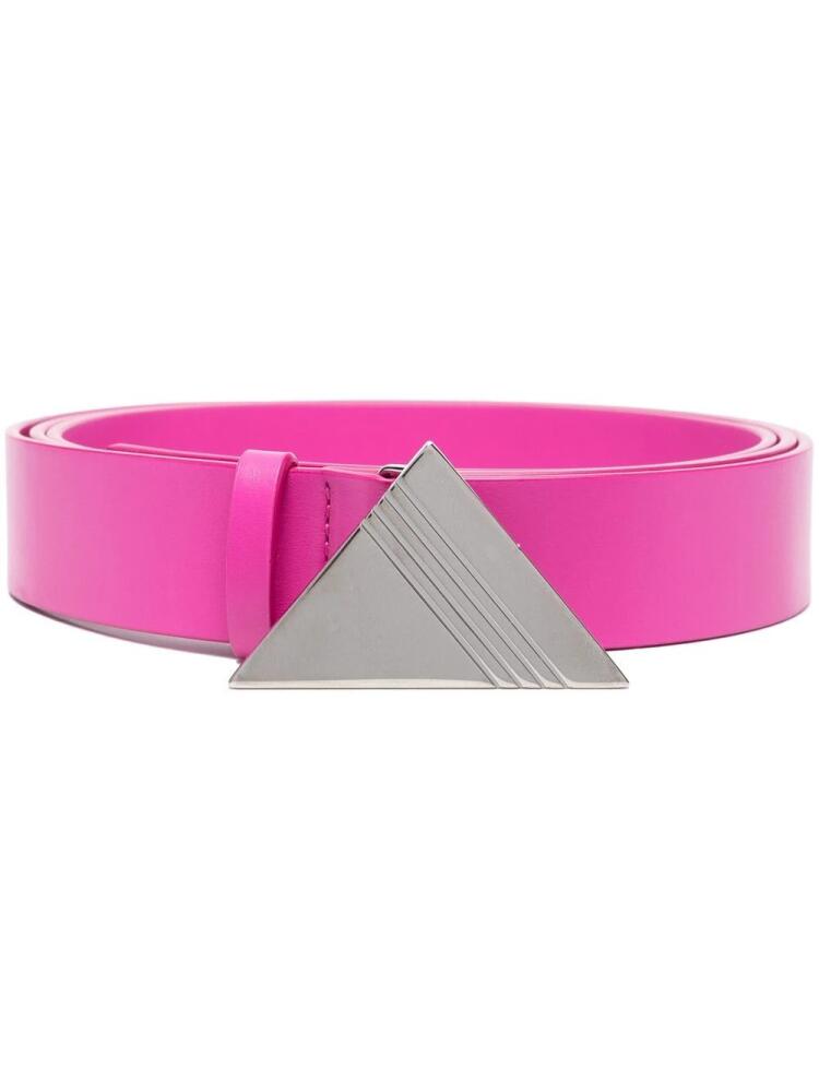 The Attico logo-plaque leather belt - Pink Cover