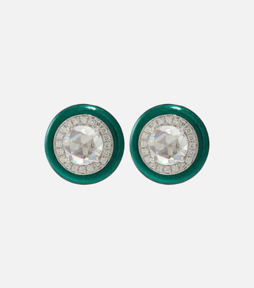 Kamyen Enamel 18kt white gold stud earrings with diamonds Cover