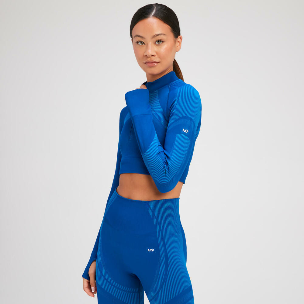 MP Women's Tempo Ultra Seamless Long Sleeve Crop 1/4 Zip - Surf Blue Cover