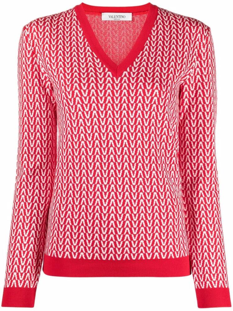 Valentino Garavani Vlogo intarsia-knit jumper - Red Cover