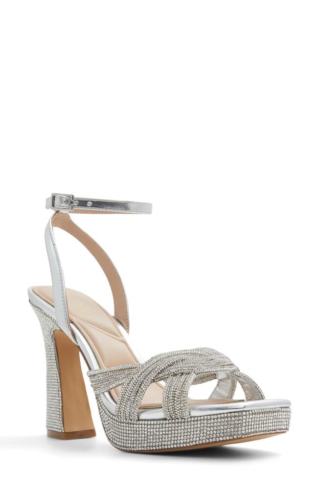 ALDO Glimma Metallic Crystal Sandal in Silver Cover