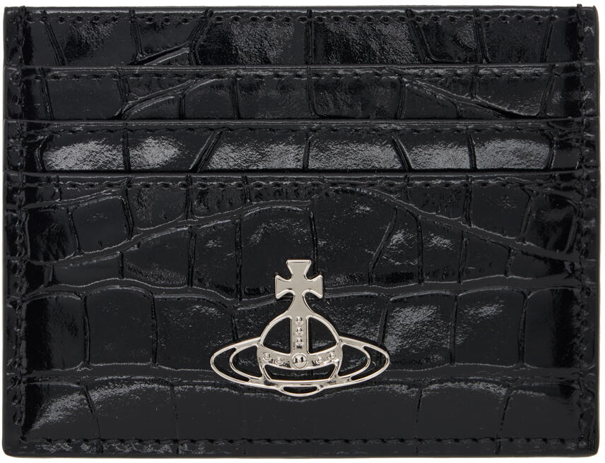 Vivienne Westwood Black Croc-Embossed Card Holder Cover