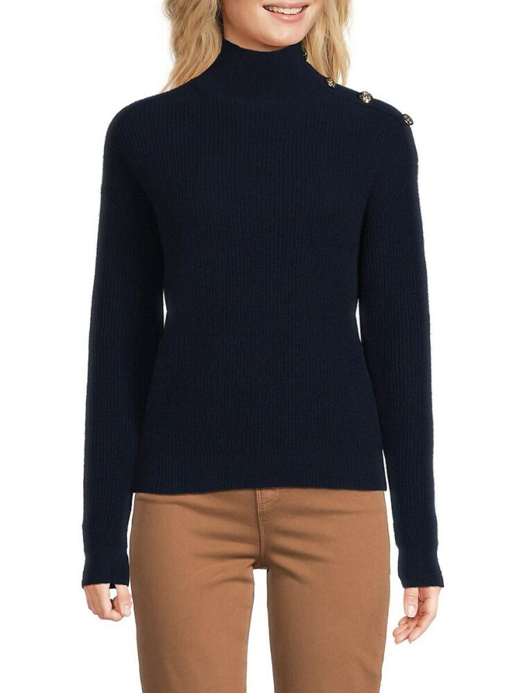 Bruno Magli Women's Cashmere Mockneck Sweater - Navy Cover