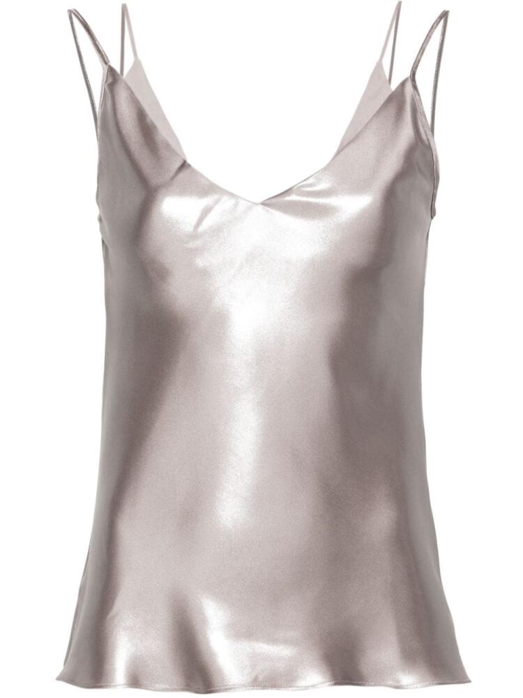 BOSS V-neck metallic-sheen tank top - Neutrals Cover