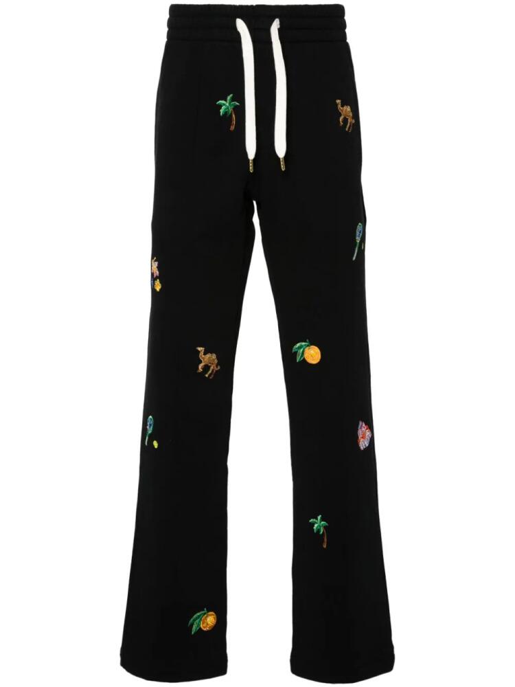 Casablanca motif-embroidered cotton track pants - Black Cover