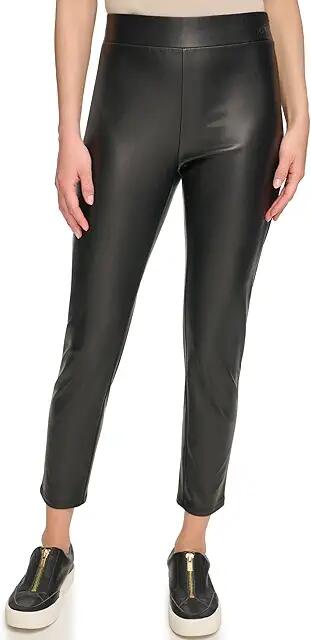 DKNY Faux Leather Pull-On Leggings (Black) Women's Casual Pants Cover