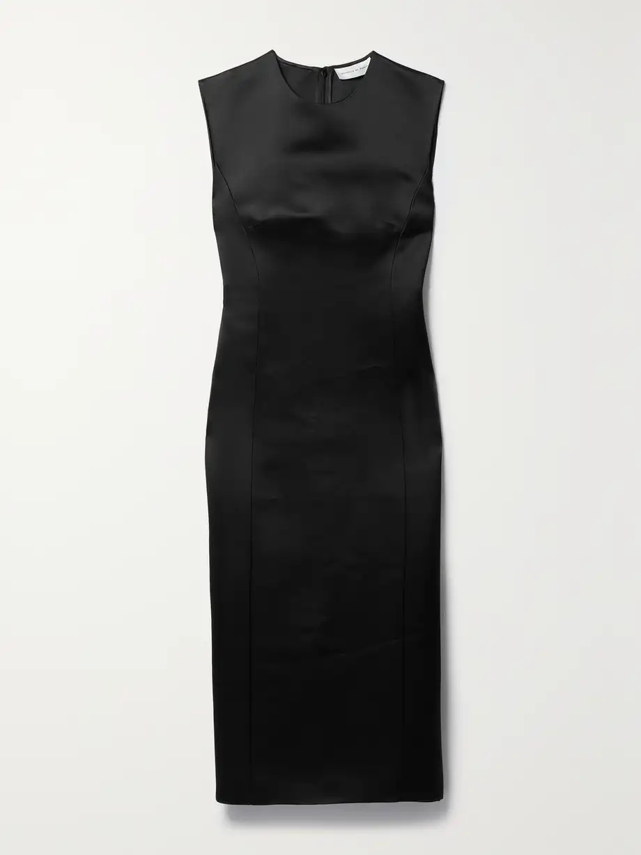 Veronica de Piante - Grace Duchesse Silk-satin Midi Dress - Black Cover