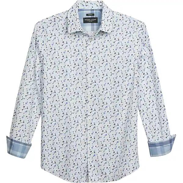 Pronto Uomo Big & Tall Men's Modern Fit Mini Floral Sport Shirt White - Only Available at Men's Wearhouse Cover