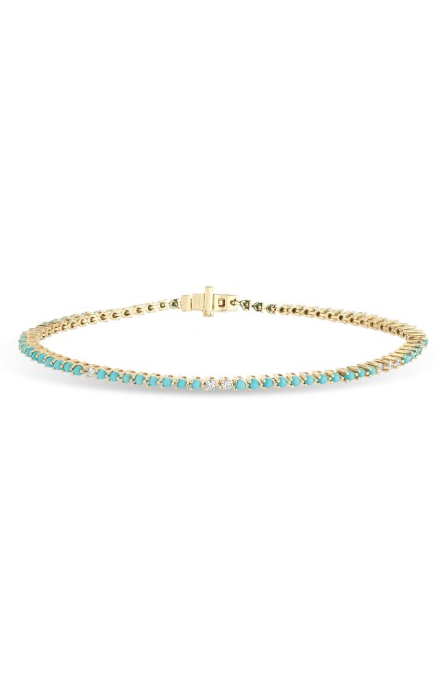 Adina Reyter Turquoise & Diamond Tennis Bracelet in Yellow Gold Cover