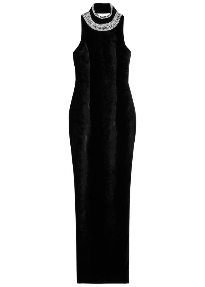 Balmain Crystal-embellished Open-back Velvet Gown - Black Cover