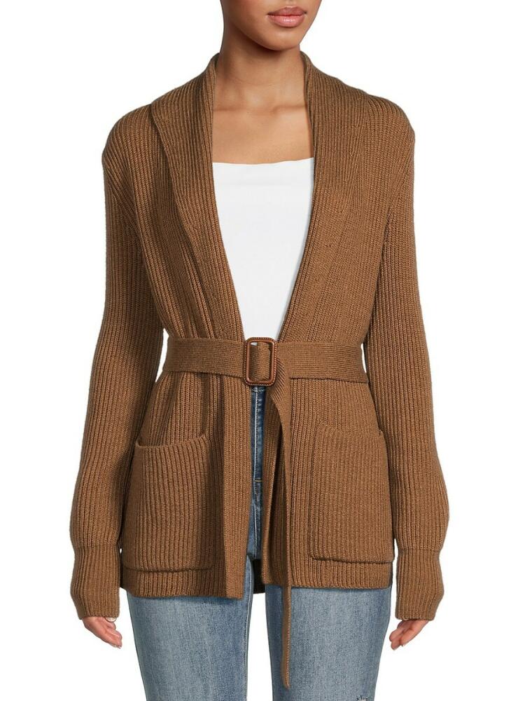 Bruno Magli Women's Cashmere Belted Cardigan - Tan Cover