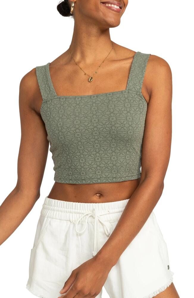 Roxy Floral Crop Tank Top in Agave Green Cover