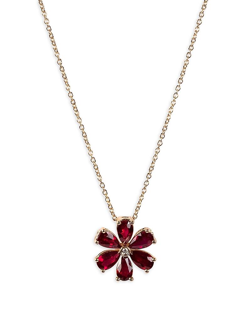 Zydo 18K Rose Gold Luminal Ruby & Diamond Floral Pendant Necklace, 16 Cover