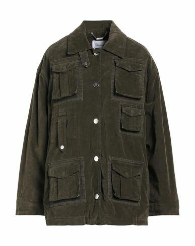 Blumarine Woman Jacket Military green Cotton, Elastane Cover