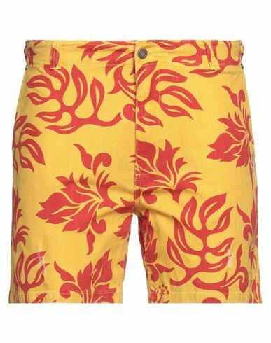 Erl Man Denim shorts Yellow Cotton, Elastane Cover