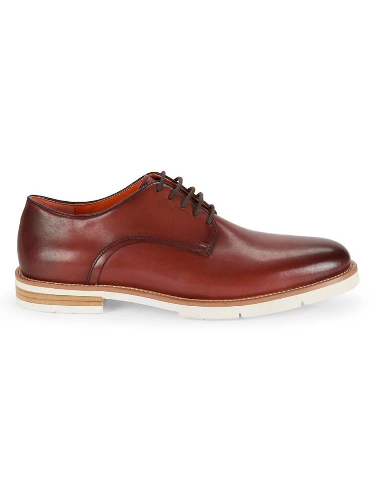 Saks Fifth Avenue Men's Emiliano Almond Toe Leather Derby Shoes - Burgundy Cover