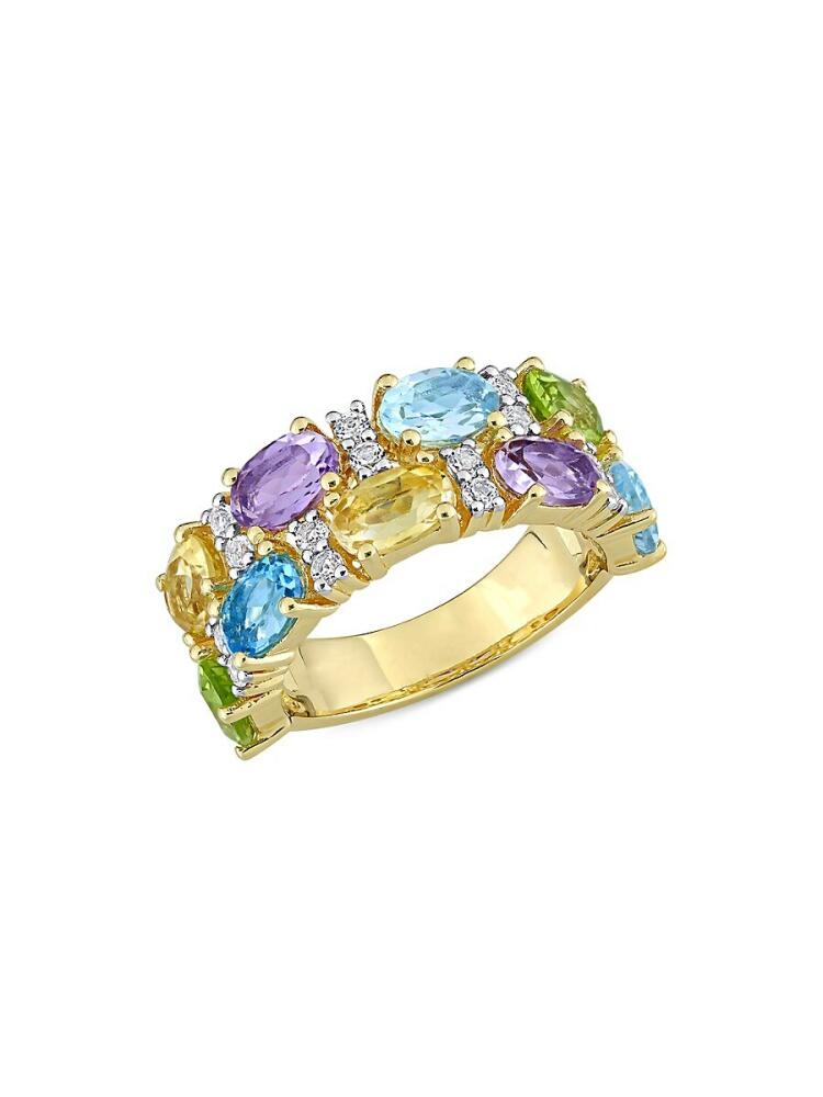 Sonatina Women's Yellow Goldtone Rhodium Plated Sterling Silver & Multi Stone Ring Cover