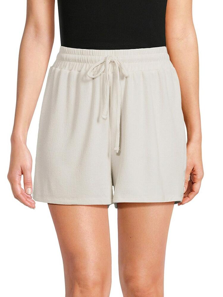 Rachel Parcell Women's Ribbed Pajama Shorts - White Sand Cover