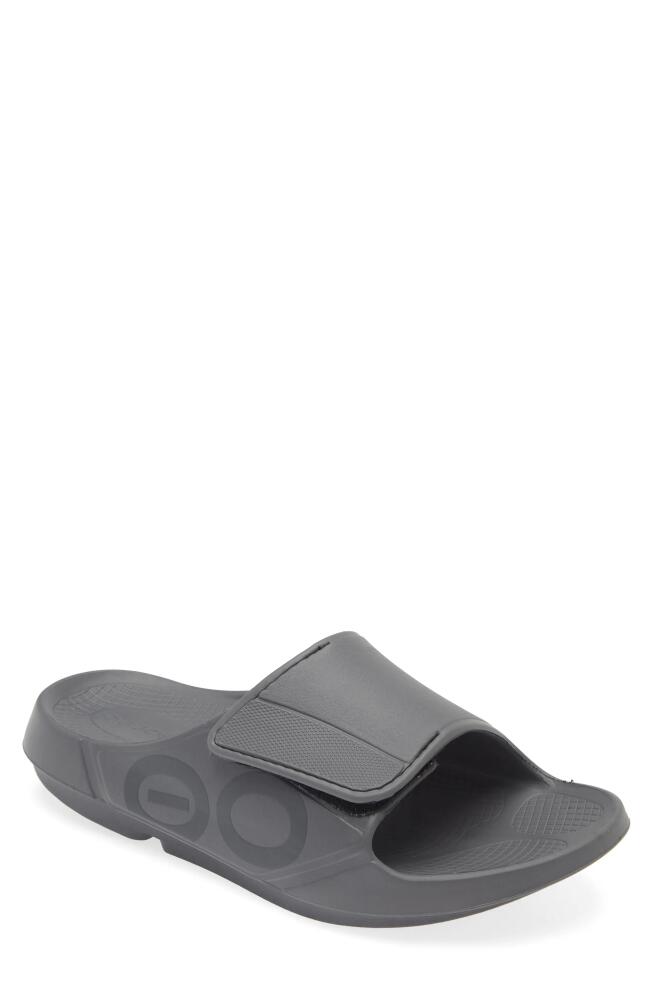 Oofos OOaah Sport Flex Slide Sandal in Slate Cover