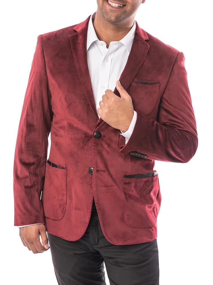 Elie Balleh Men's Slim Modern Fit Velvet Sportcoat - Wine Cover