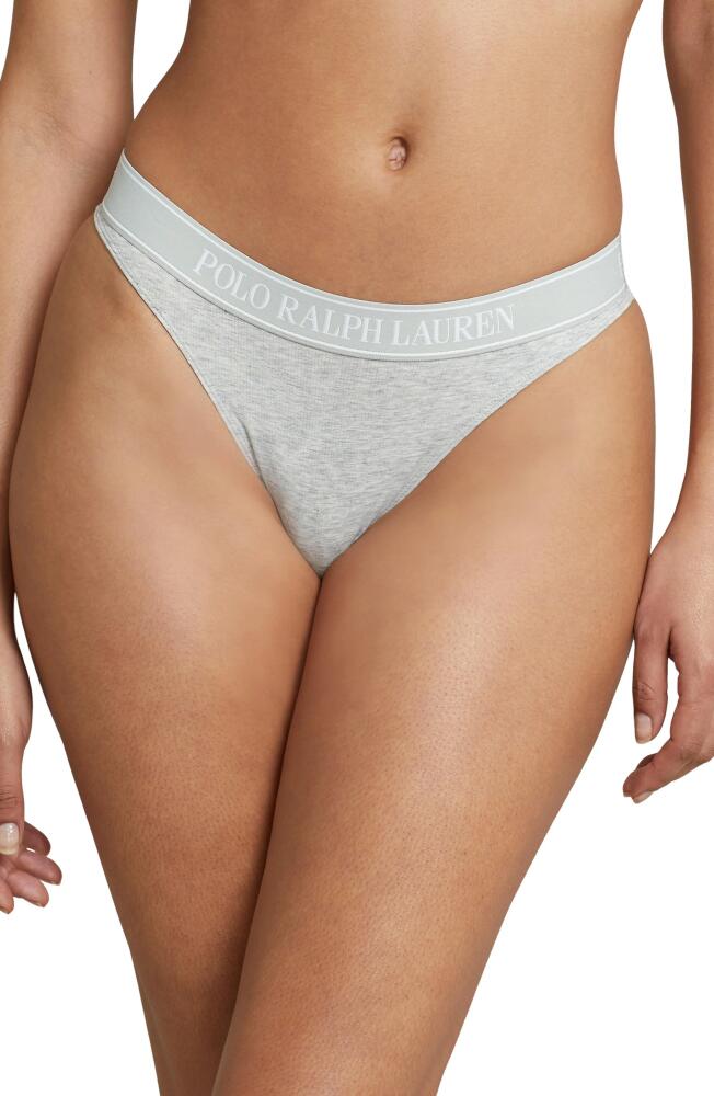 Polo Ralph Lauren Mid Rise Cotton Blend Thong in Heather Grey Cover