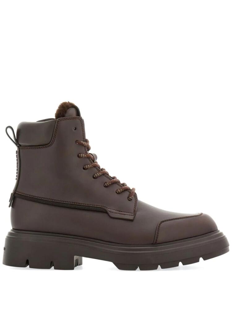 Ferragamo oversize-tongue leather combat boots - Brown Cover