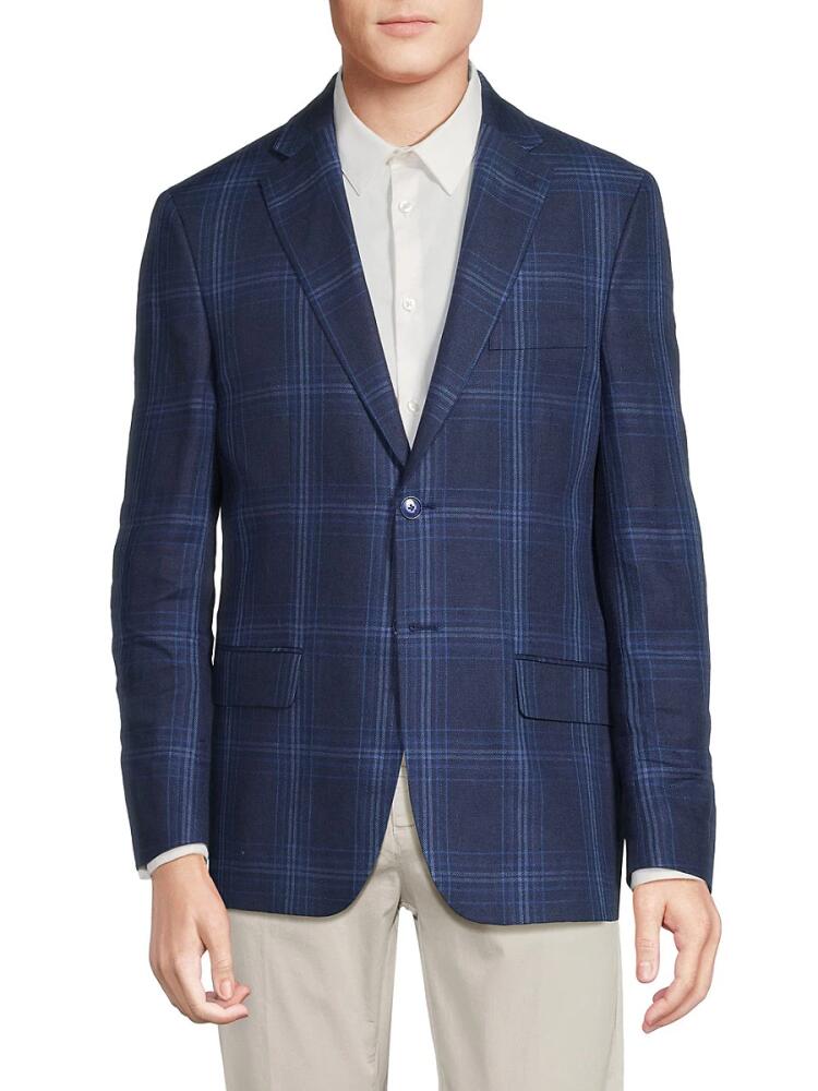 Tommy Hilfiger Men's Plaid Linen Blazer - Navy Cover