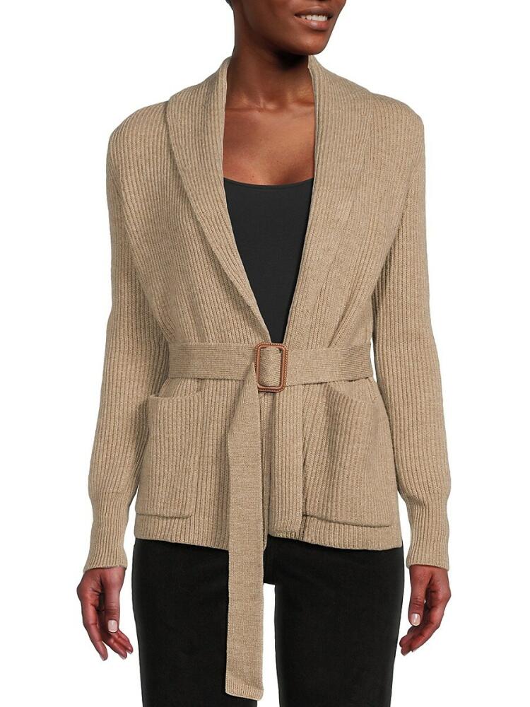 Bruno Magli Women's Cashmere Belted Cardigan - Taupe Cover